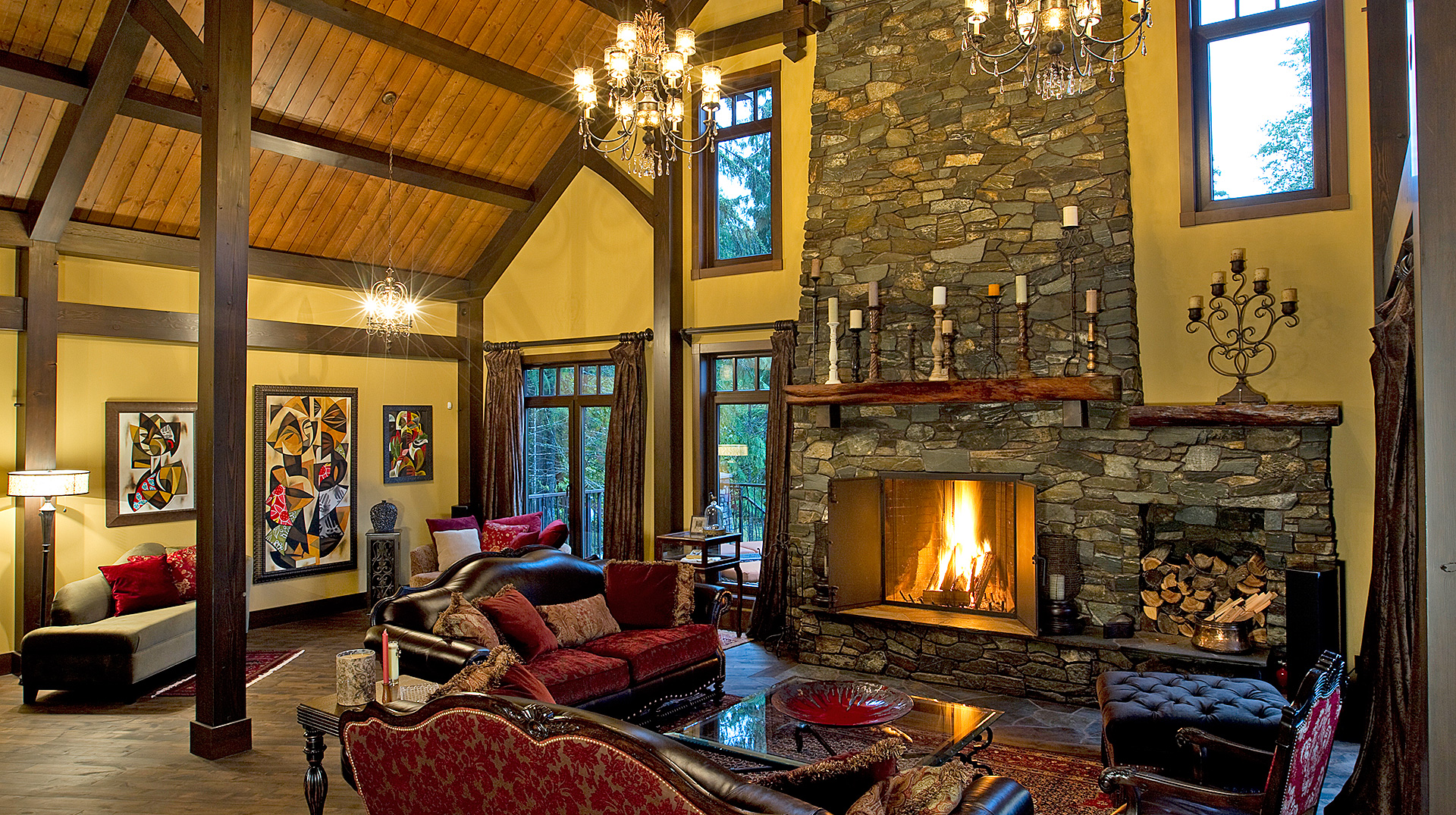 warm fireplace