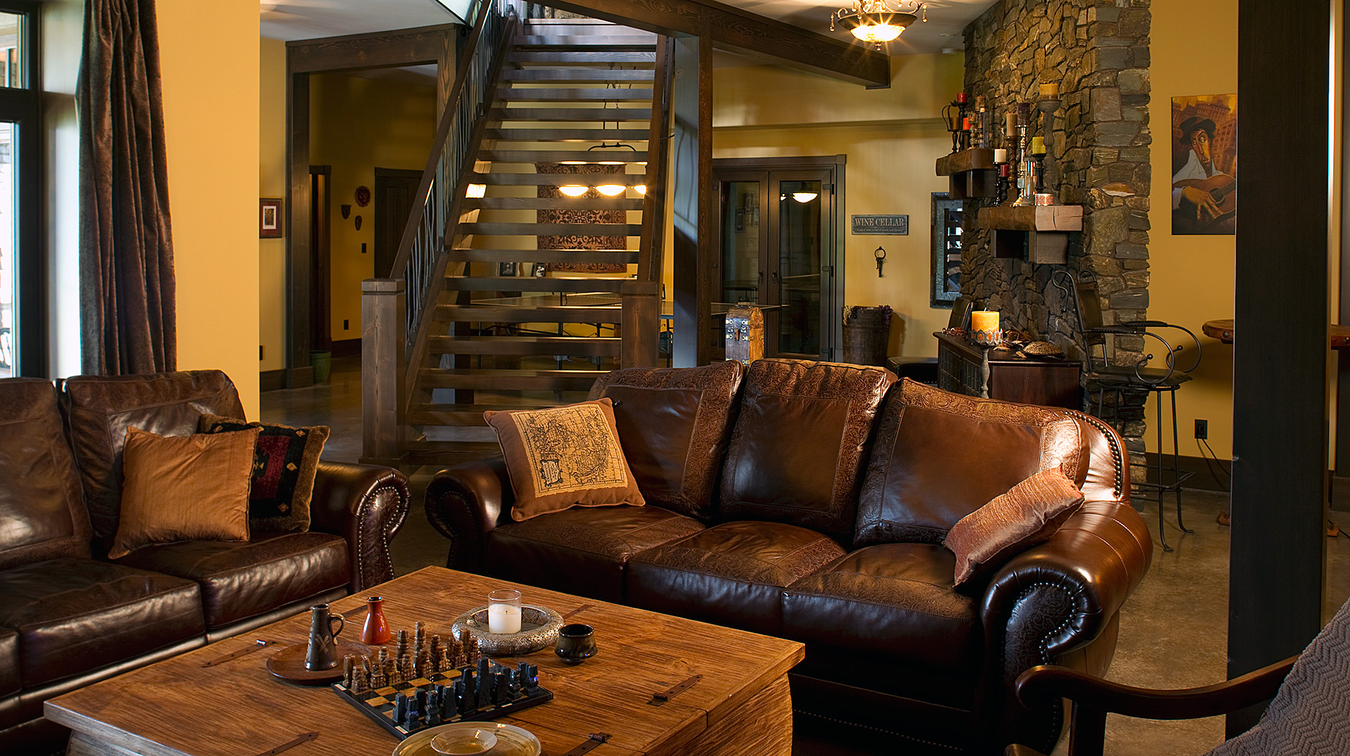 stairs into living area